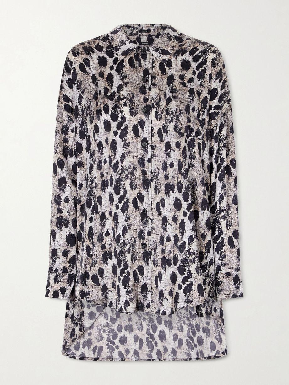 Asymmetric oversized printed silk-charmeuse shirt by R13
