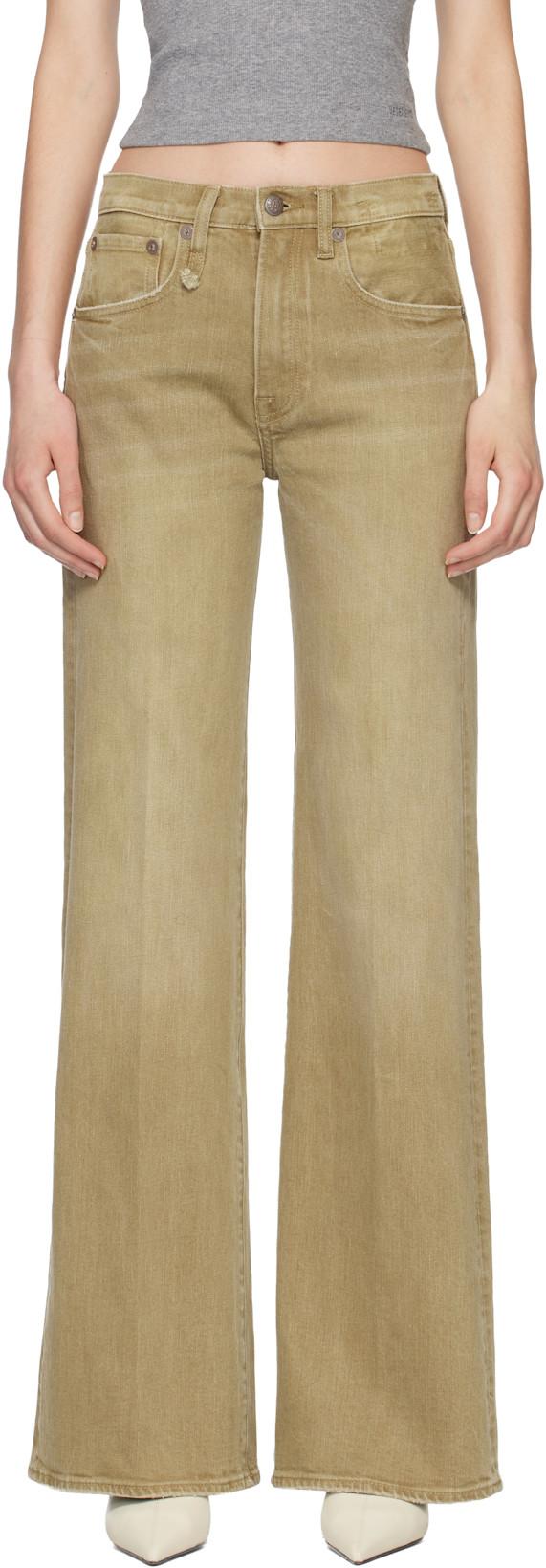 Beige Flared High-Rise Jeans by R13