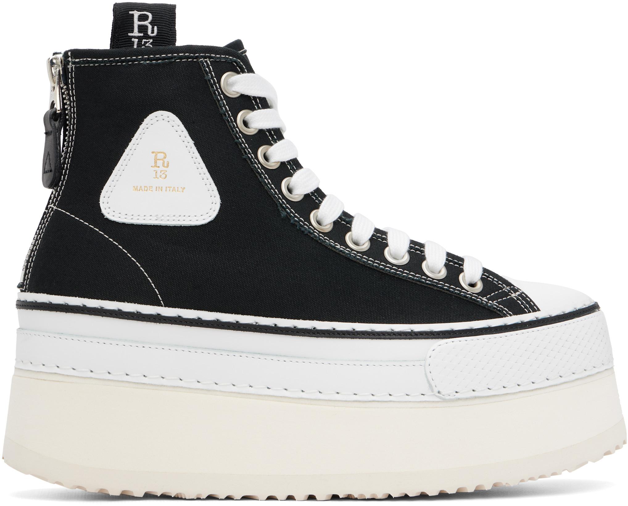 Black Courtney Platform High Top Sneakers by R13