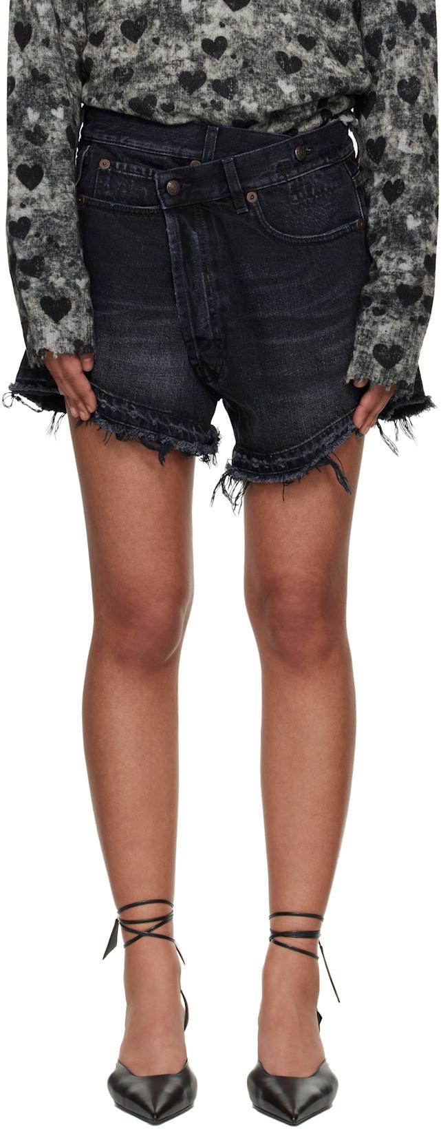 Black Crossover Denim Shorts by R13