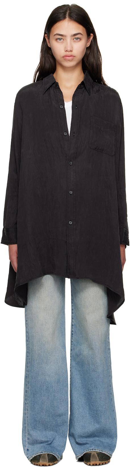 Black Draped Front Shirt by R13