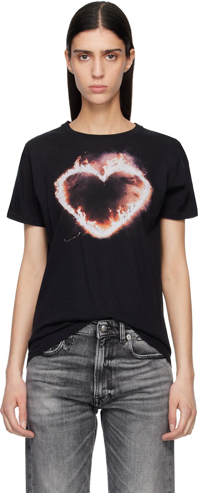 Black Flaming Heart Boy T-shirt by R13