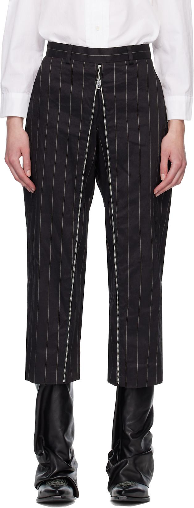 Black Front Zip Trousers by R13