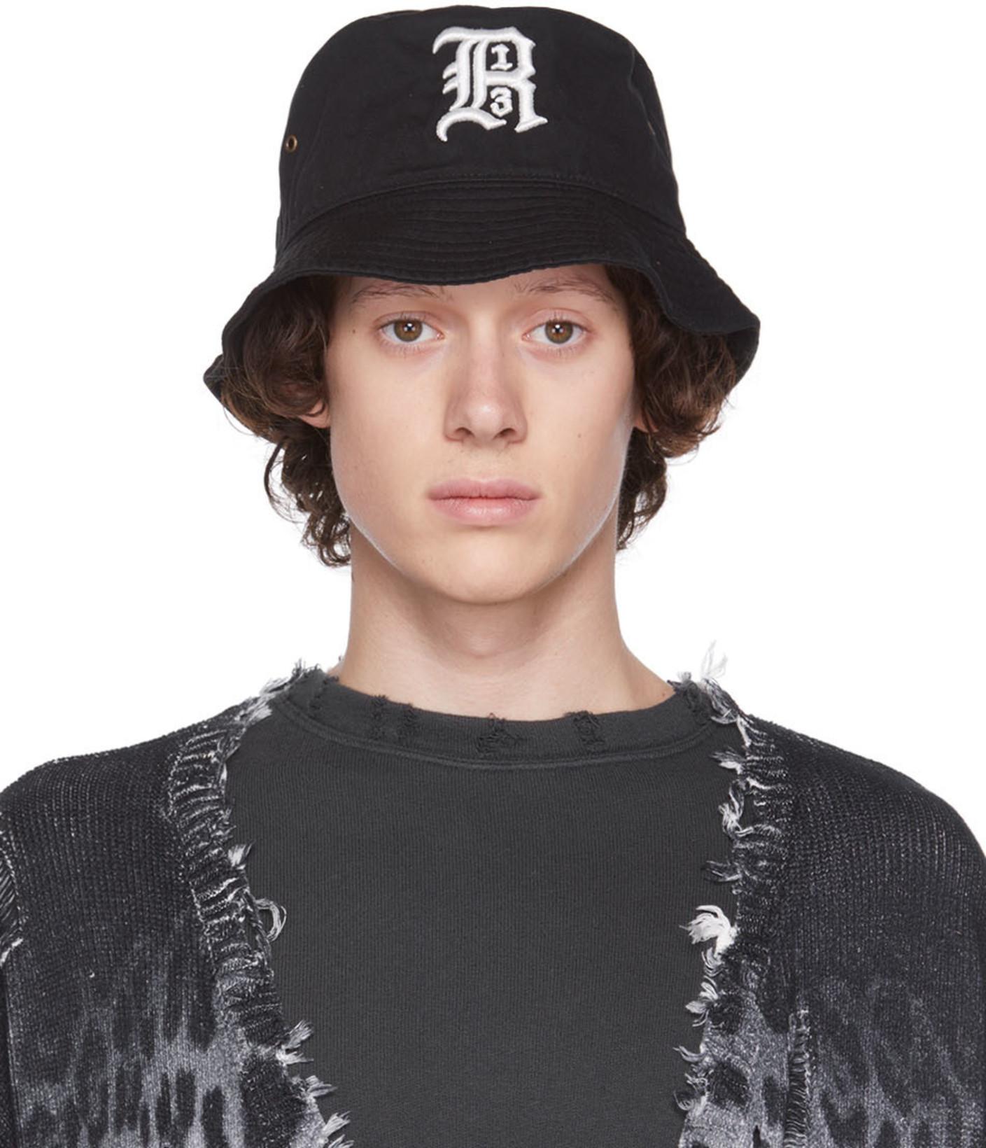 Black Logo Bucket Hat by R13
