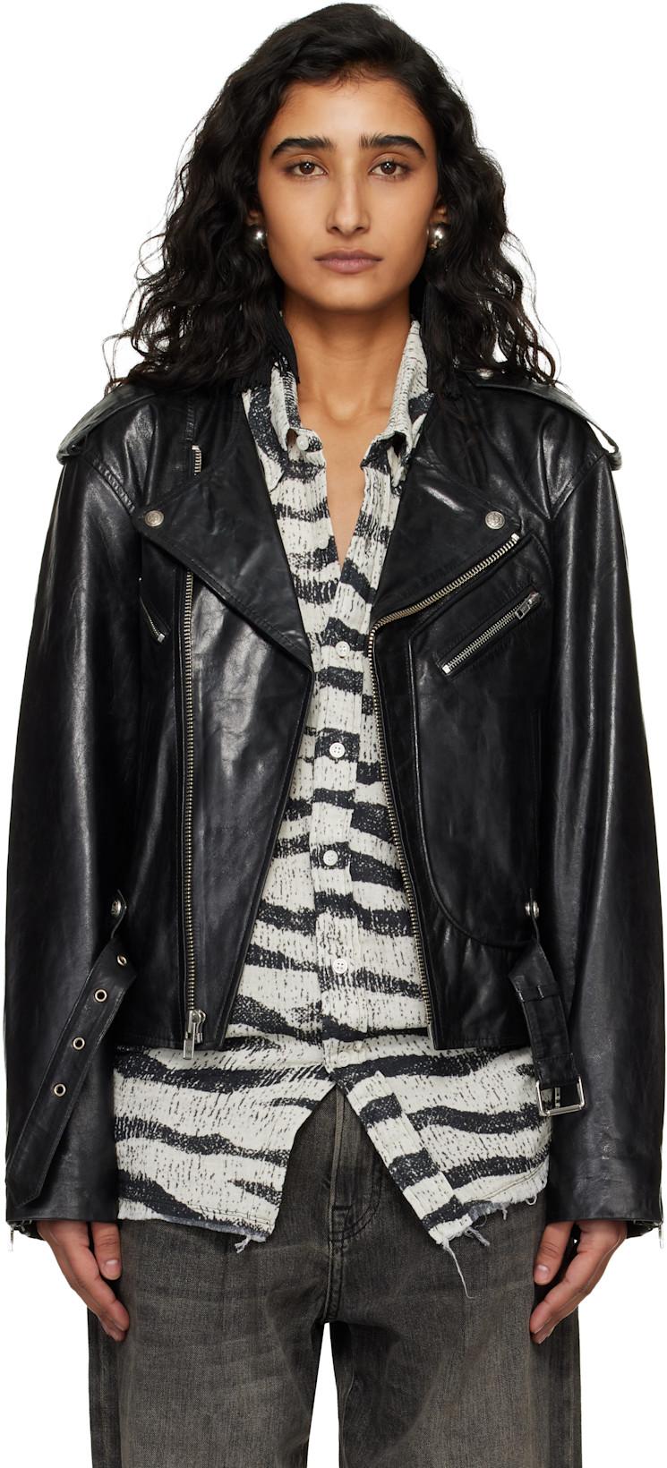 Black Moto Leather Jacket by R13