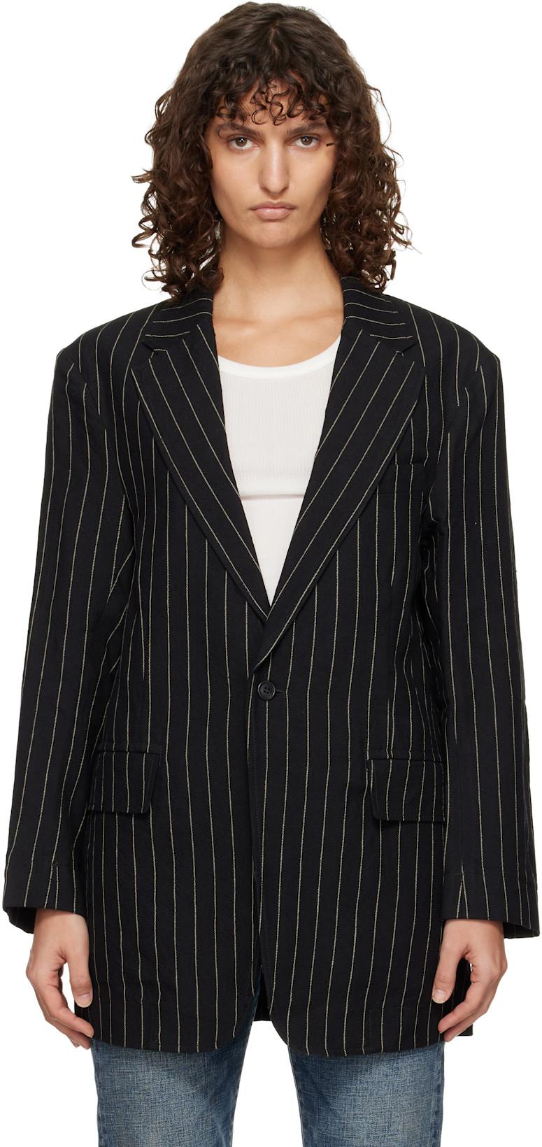 Black Oversized Ragged Blazer by R13