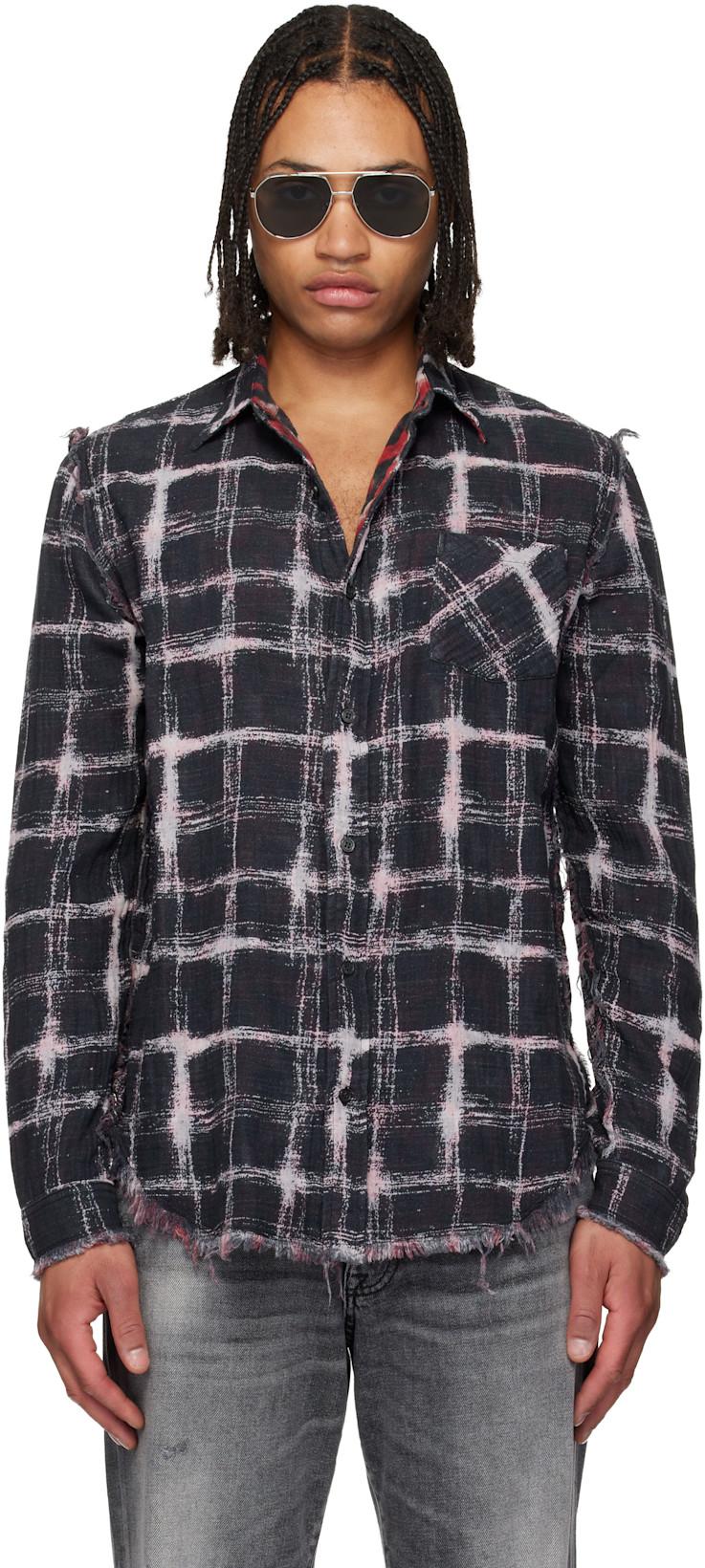 Black Shredded Seam Reversible Shirt by R13