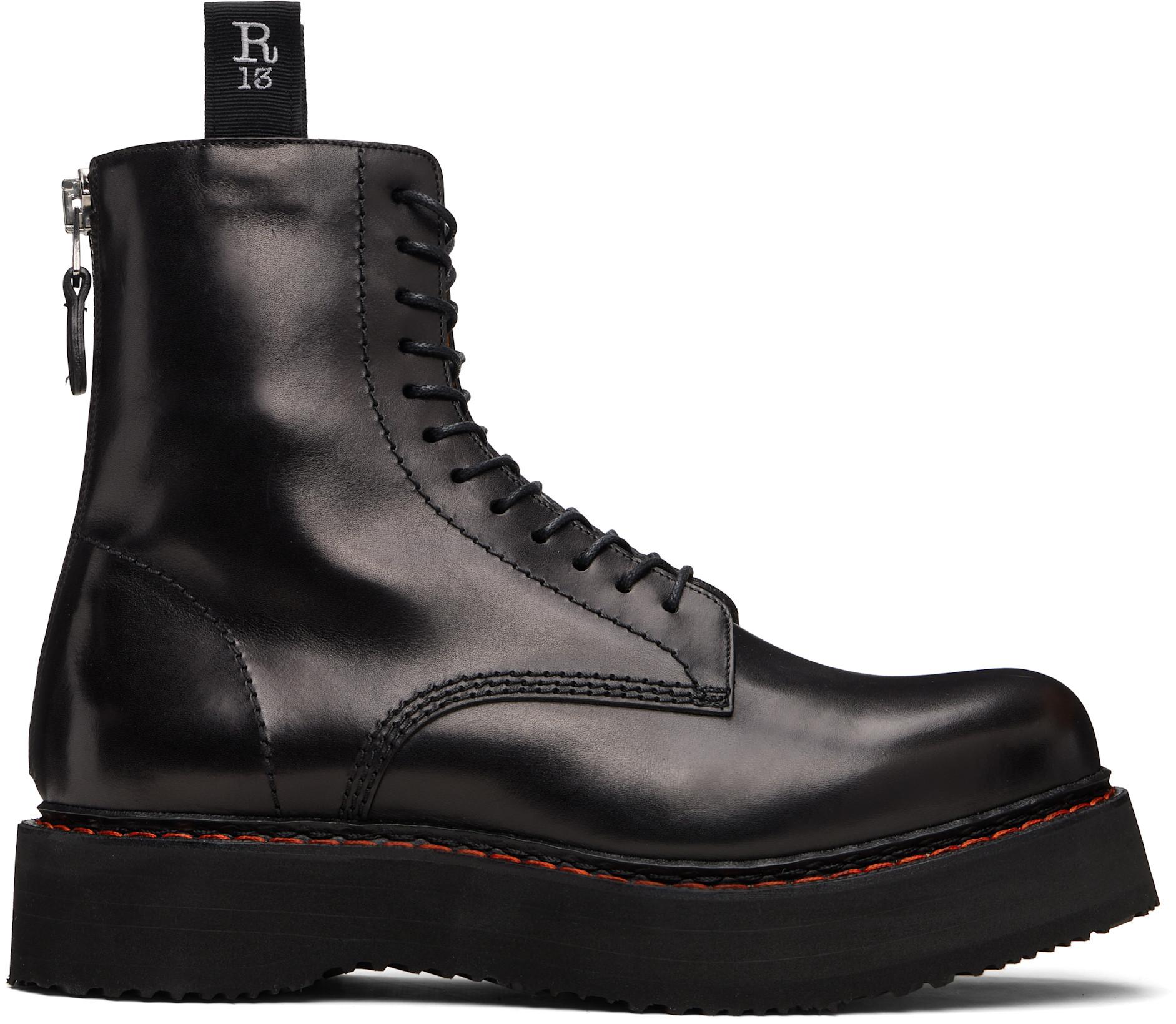 Black Single Stack Boots by R13