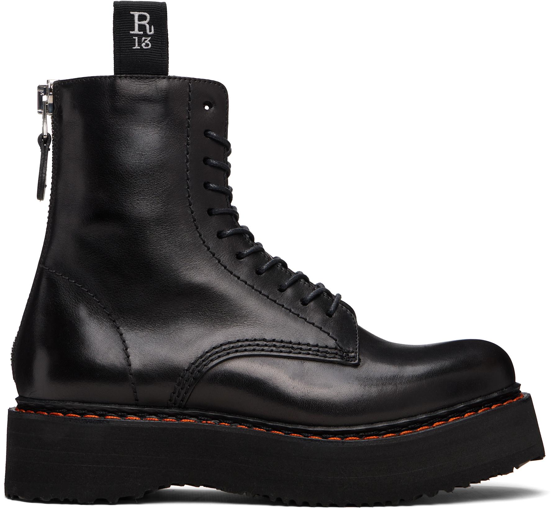 Black Single Stack Boots by R13