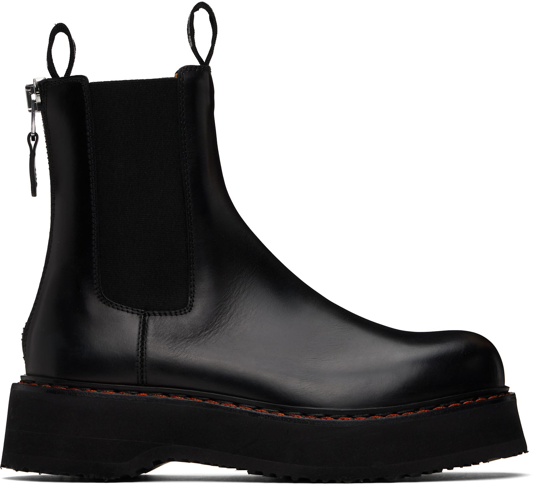 Black Single Stack Chelsea Boots by R13