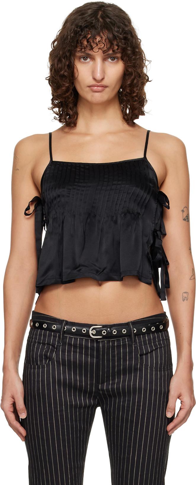 Black Square Neck Tie Camisole by R13