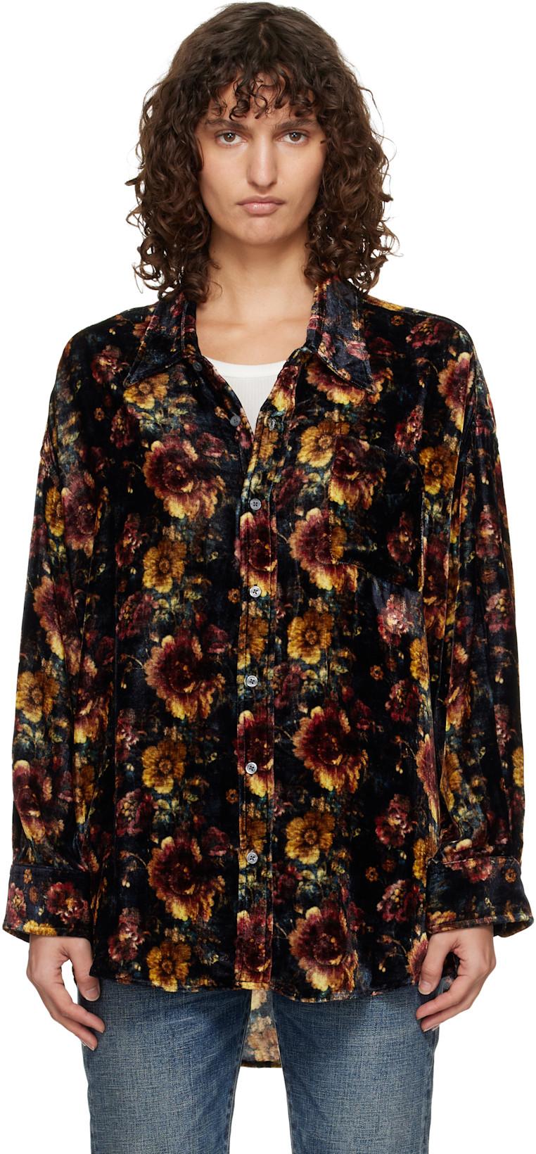 Black & Orange Drop Neck Shirt by R13