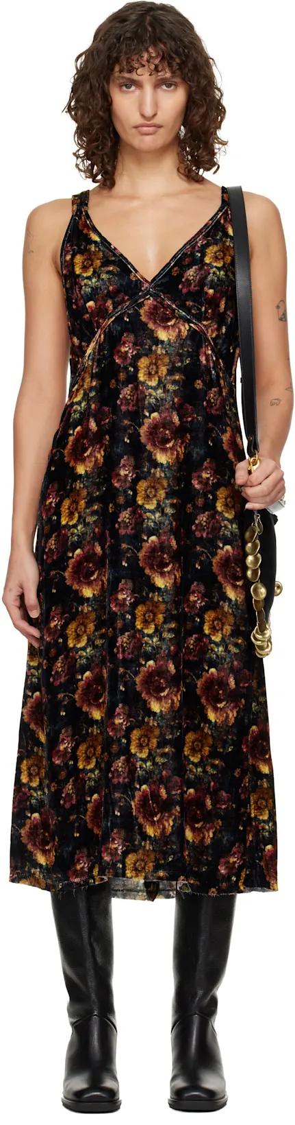 Black & Orange Grunge Slip Dress by R13
