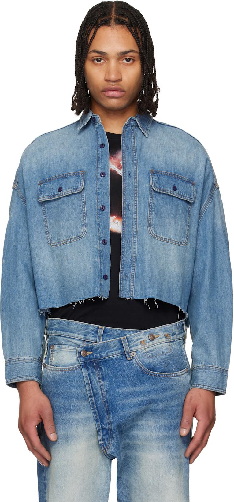 Blue Cropped Denim Shirt by R13