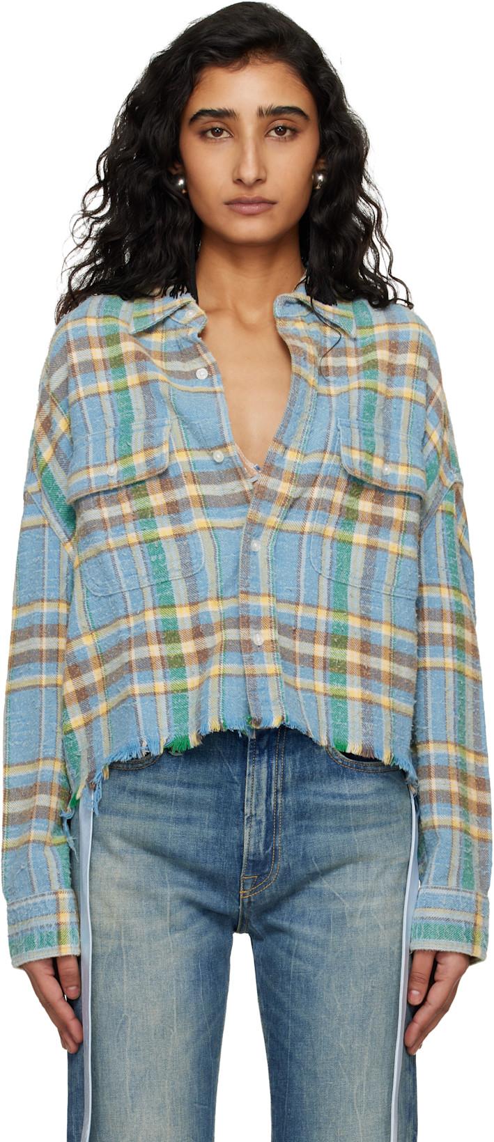 Blue Cropped Work Shirt by R13