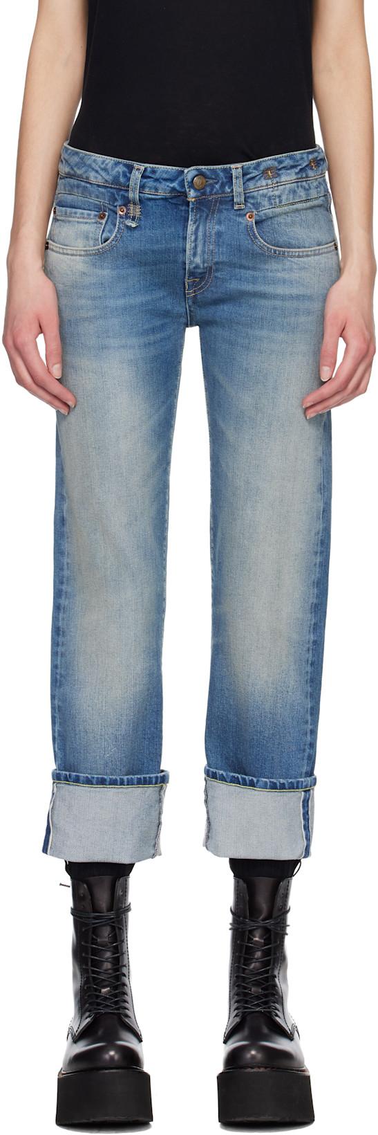 Blue Cuffed Boy Straight Jeans by R13