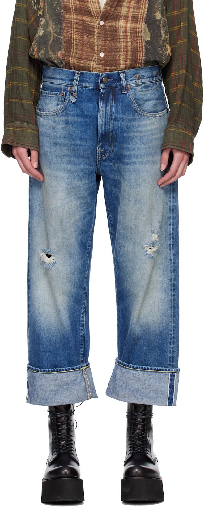 Blue Cuffed X-Boyfriend Jeans by R13