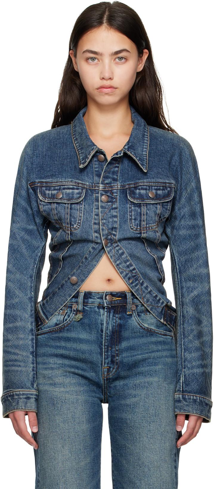 Blue Skinny Wrap Around Denim Trucker Jacket by R13