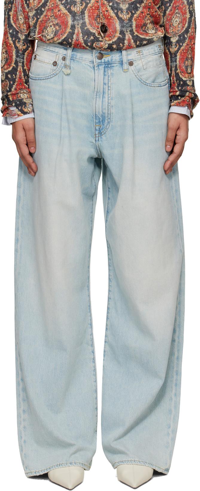 Blue Wide Leg Damon Pleated Jeans by R13
