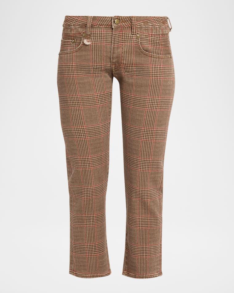 Boy Straight Glen Plaid Ankle Jeans by R13