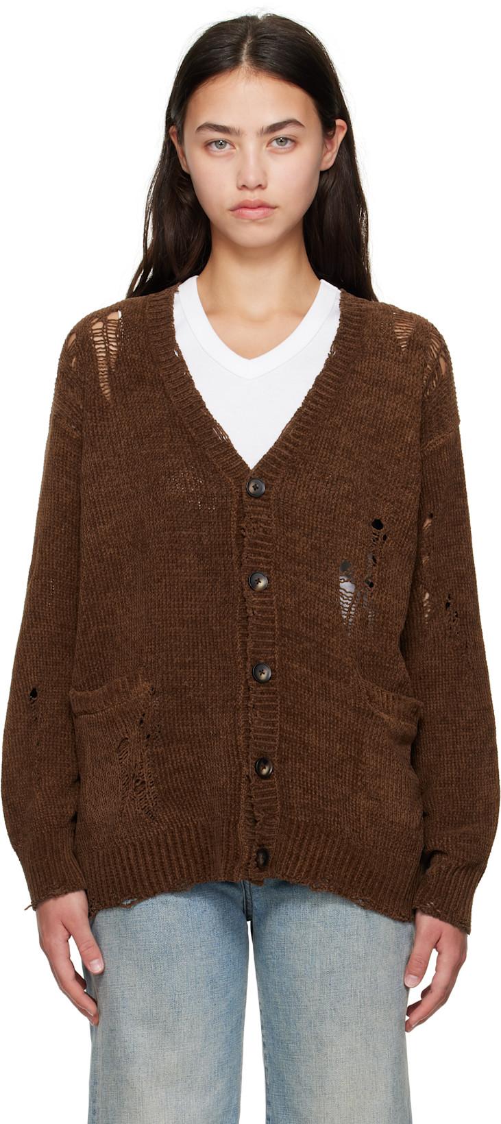 Brown Chenille Boyfriend Cardigan by R13