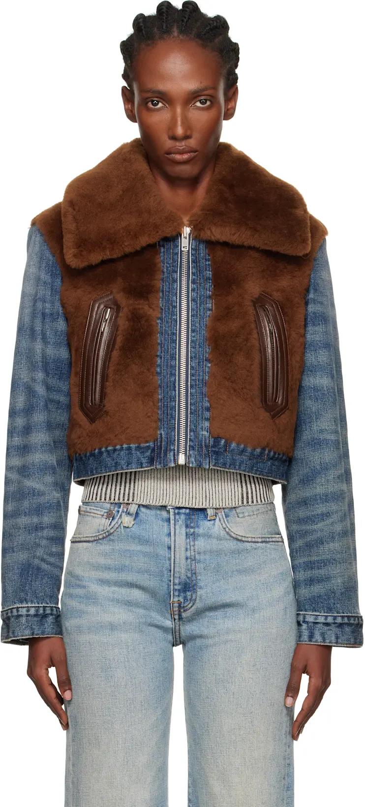 Brown & Blue 'Denim Fur' Jacket by R13