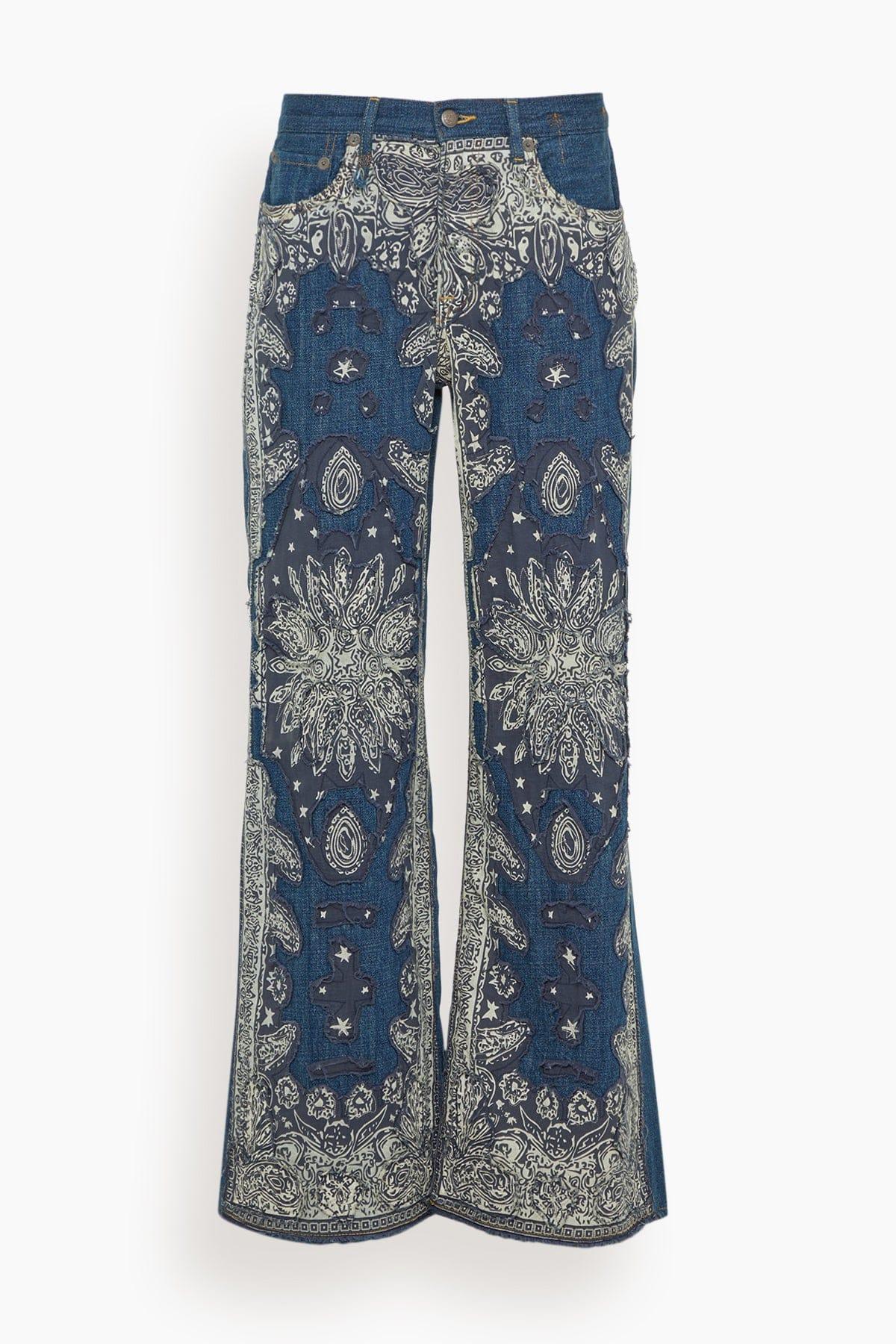 D'Arcy Flare Jean in Blue Bandana Applique by R13