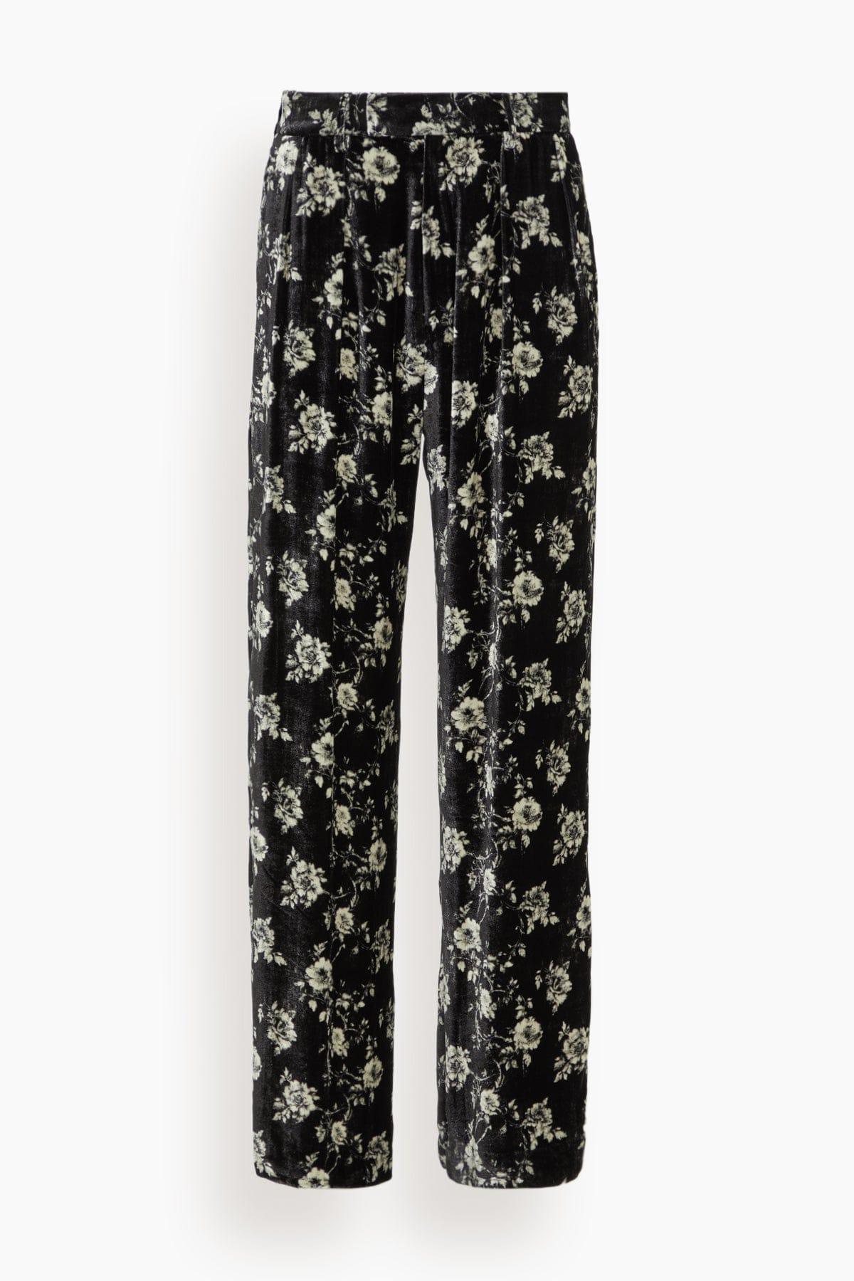 Double Pleat Trouser in Floral on Black by R13