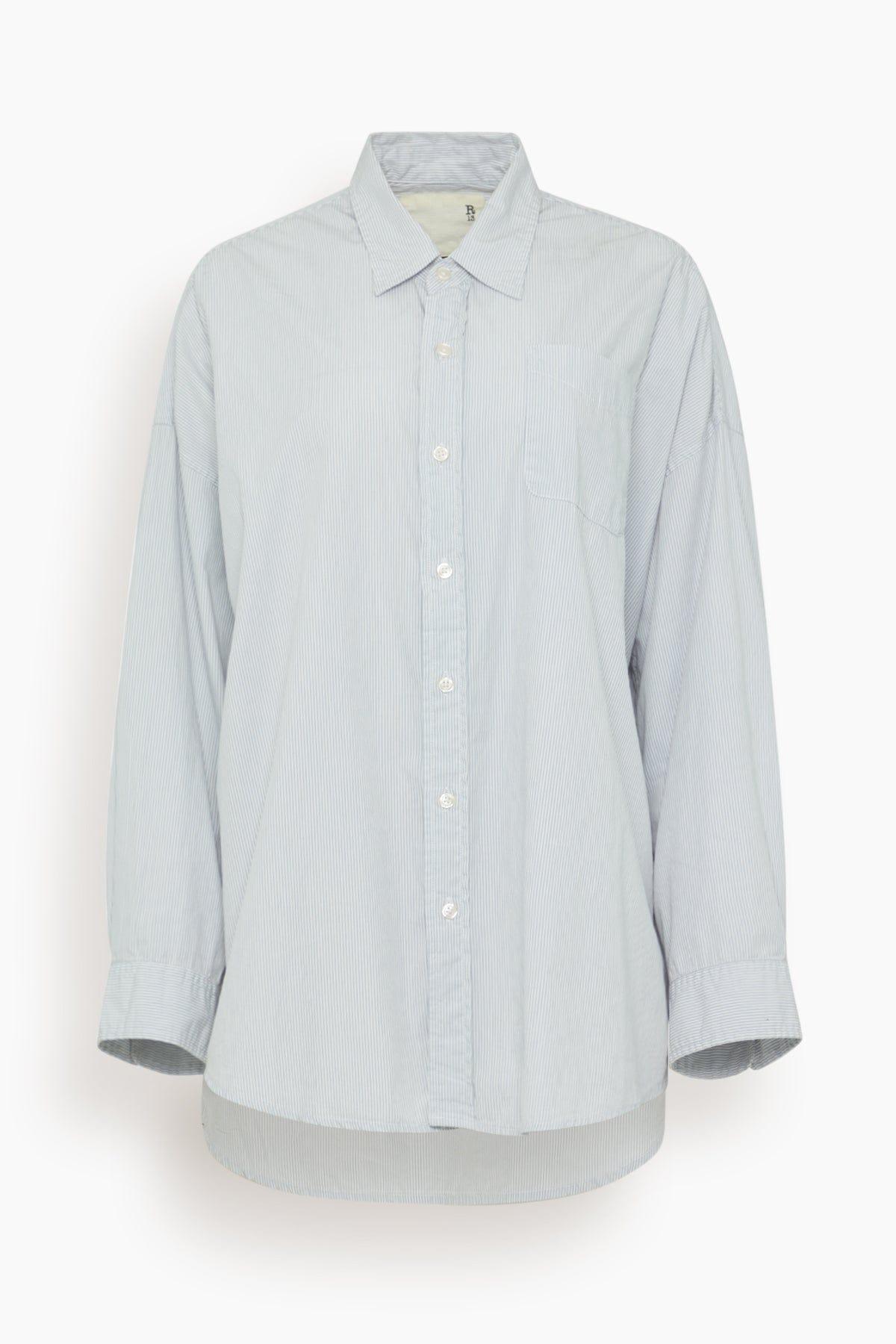 Drop Neck Oxford Shirt in Bluewhite Pinstripe by R13