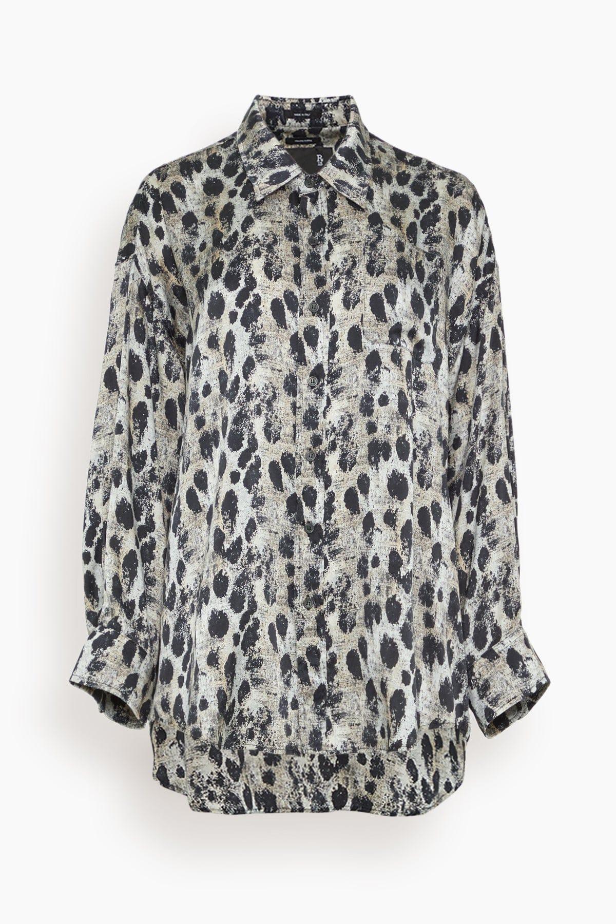 Drop Neck Shirt in Black Silver Leopard by R13