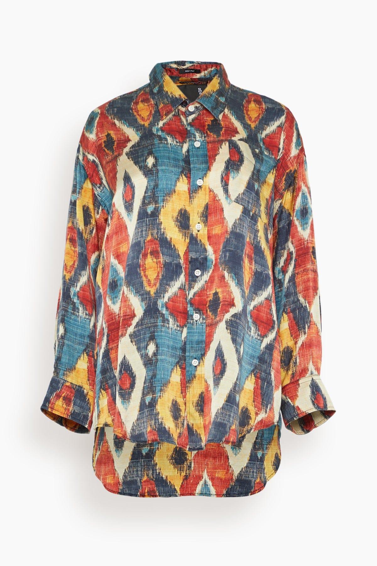 Drop Neck Shirt in Red Multicolor by R13