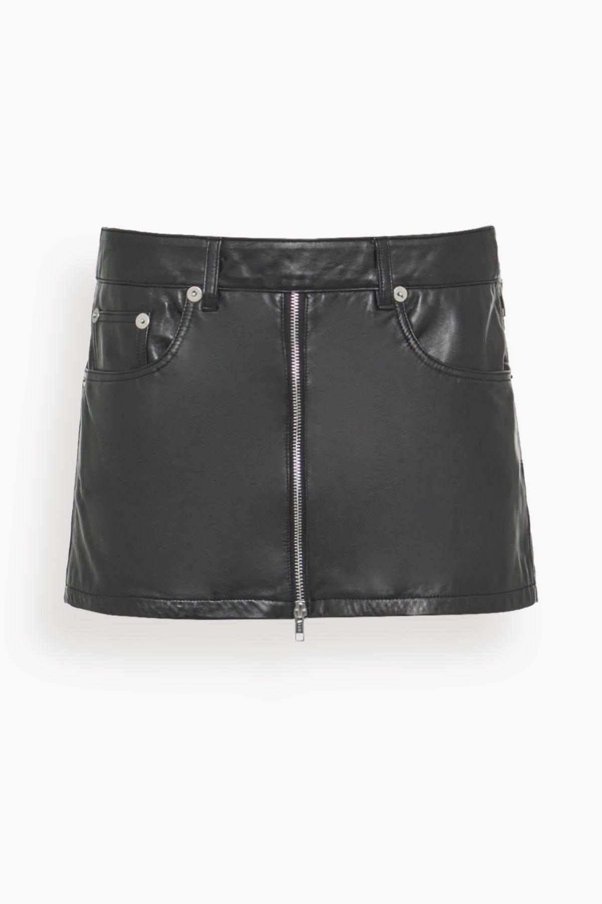 Front Zip Leather Skort in Black by R13