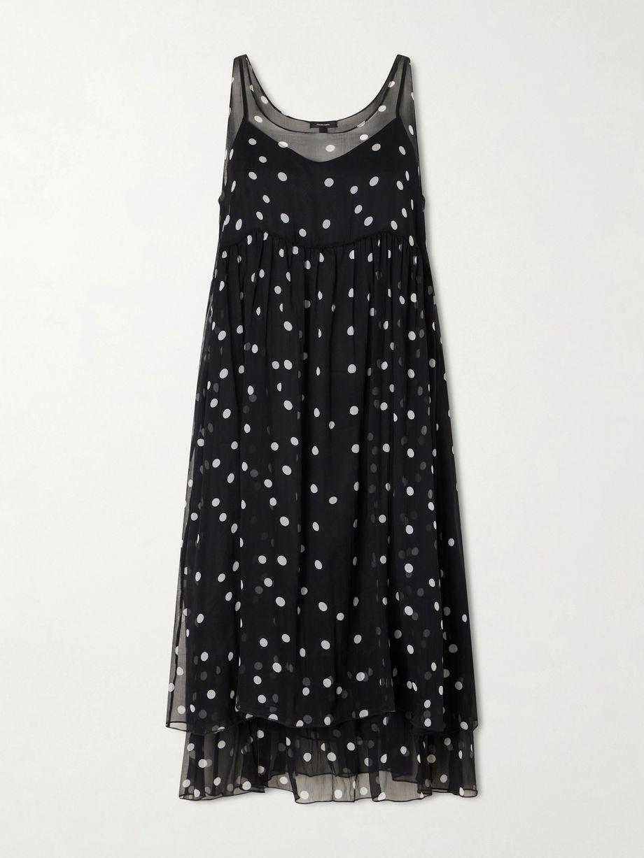 Gathered polka-dot silk midi dress by R13