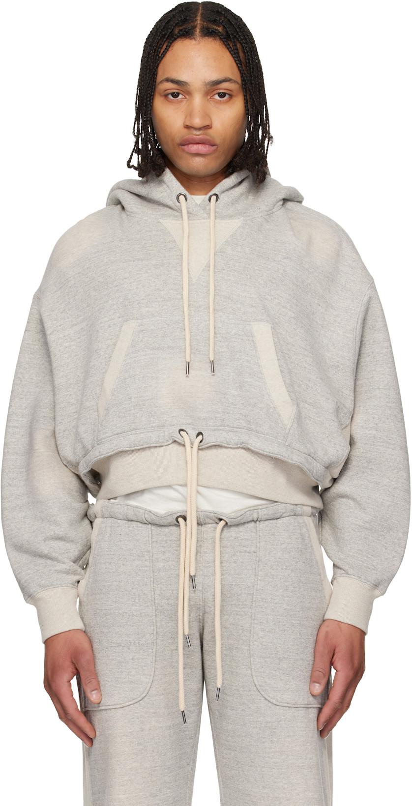 Gray Cinched Hem Popover Hoodie by R13