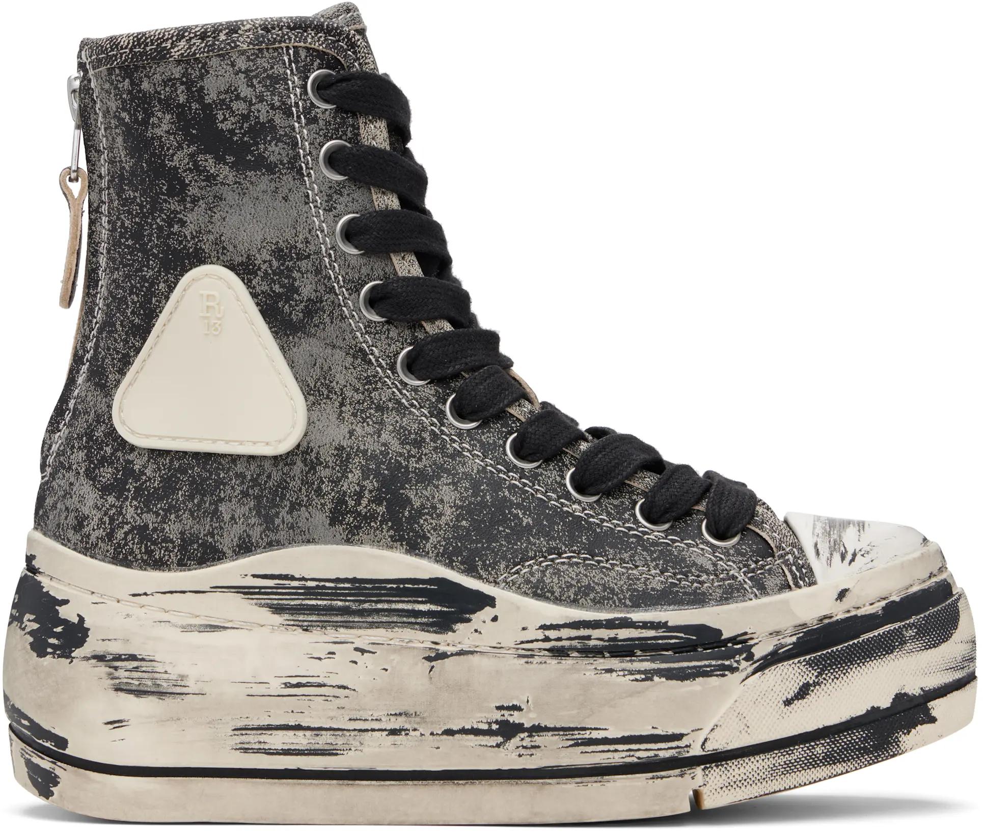 Gray & Black Distressed Tall Kurt Sneakers by R13