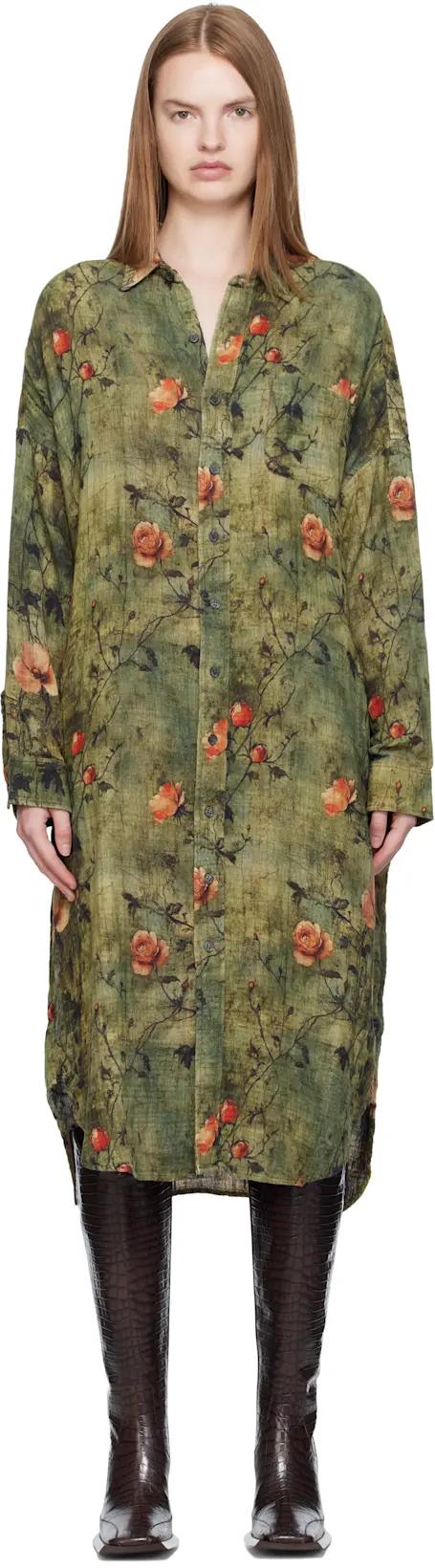 Green Jumbo Reversible Shirt Dress by R13