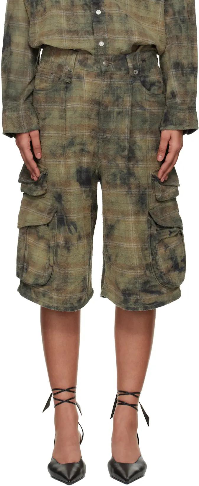 Green & Navy Bermuda Cargo Shorts by R13