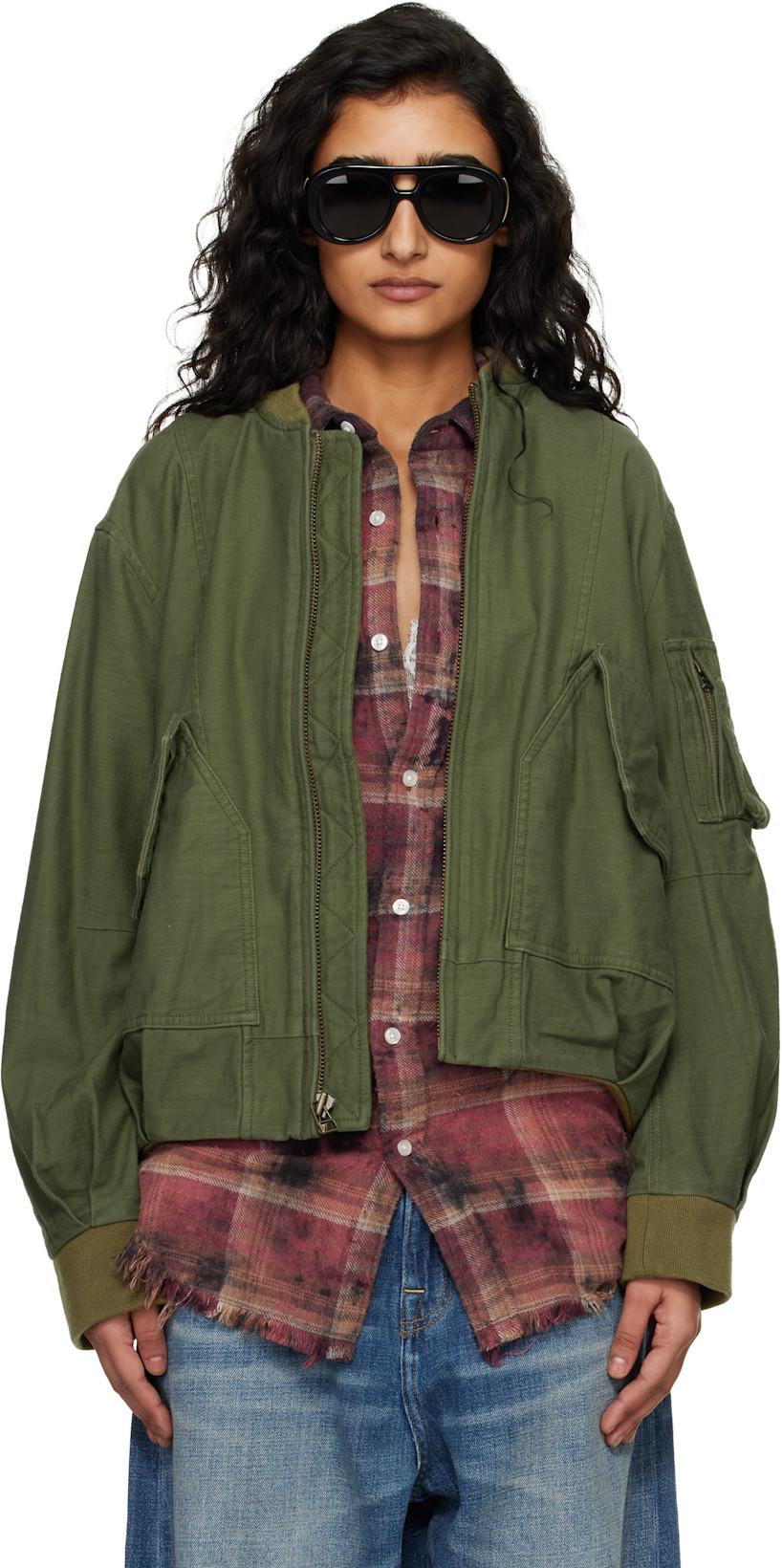 Khaki Bubble Bomber Jacket by R13