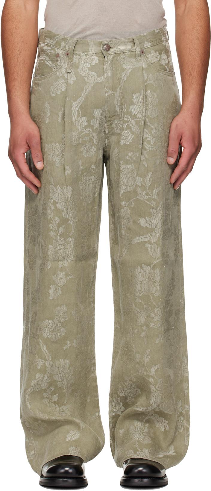 Khaki Damon Pleated Trousers by R13
