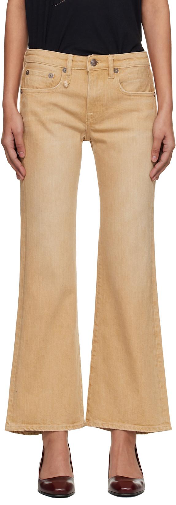 Khaki Joan Cropped Flare Jeans by R13