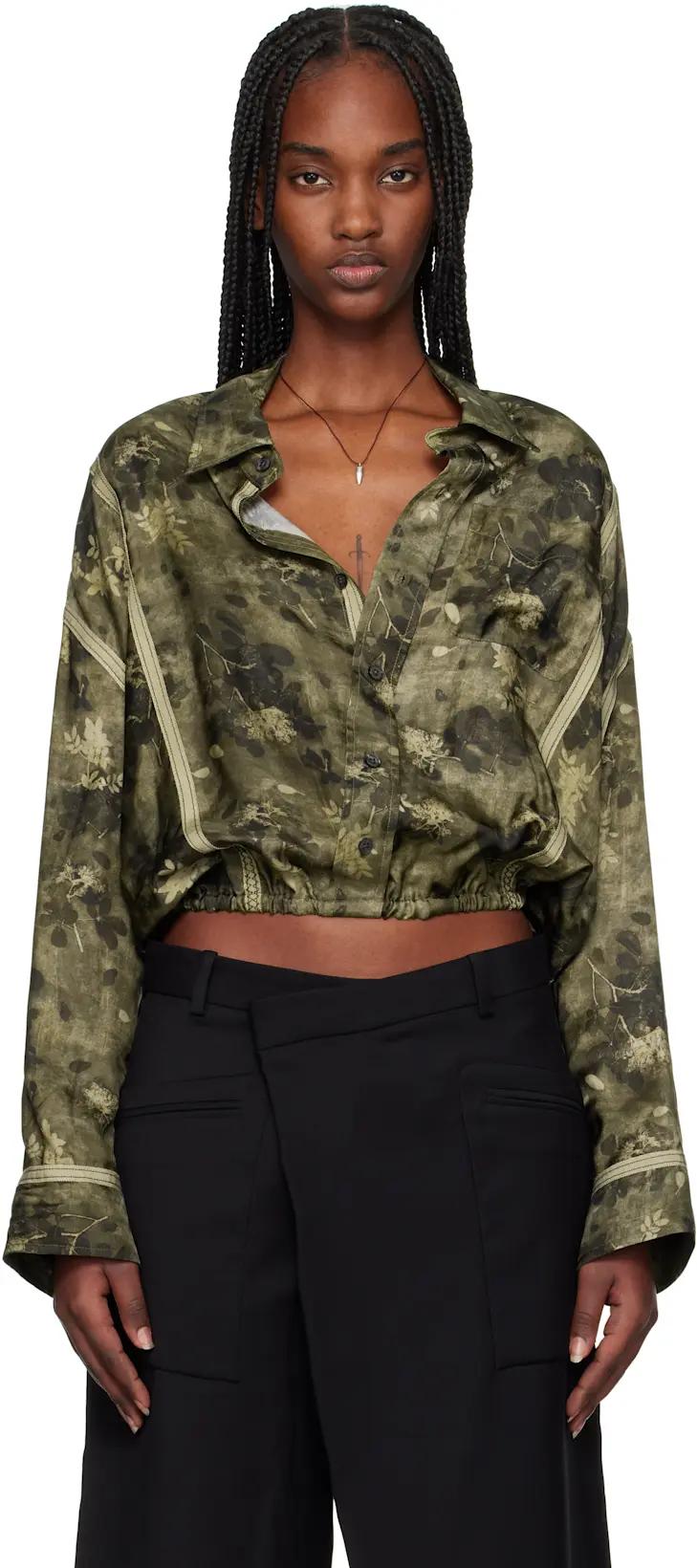 Khaki Taped Crossover Bubble Shirt by R13