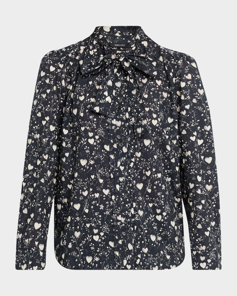 Long-Sleeve Tie-Neck Cotton Shirt by R13