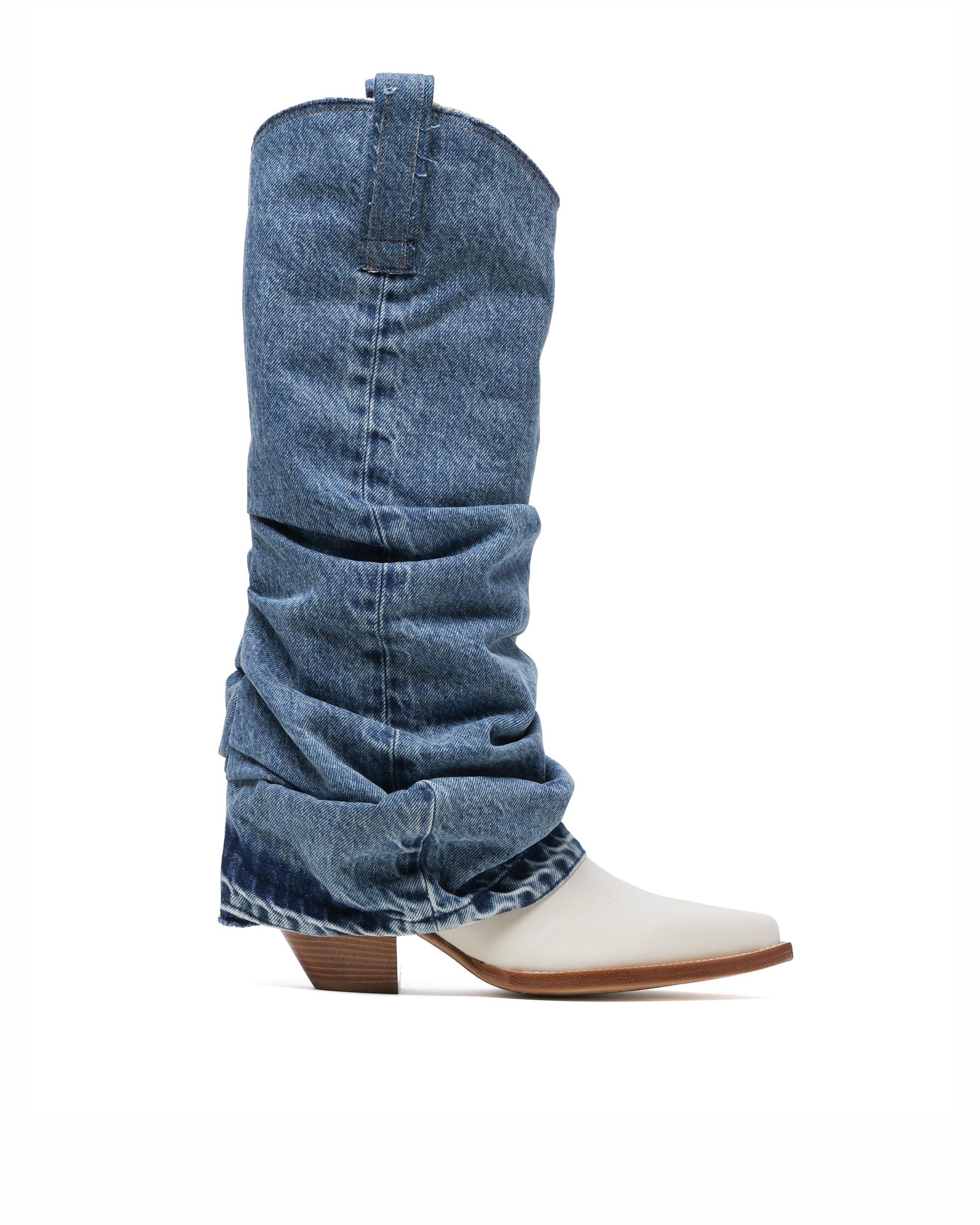 Mid cowboy boots with denim sleeves by R13