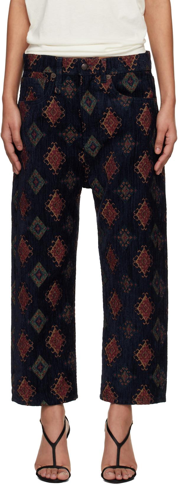 Navy Loose Tailored Drop Trousers by R13