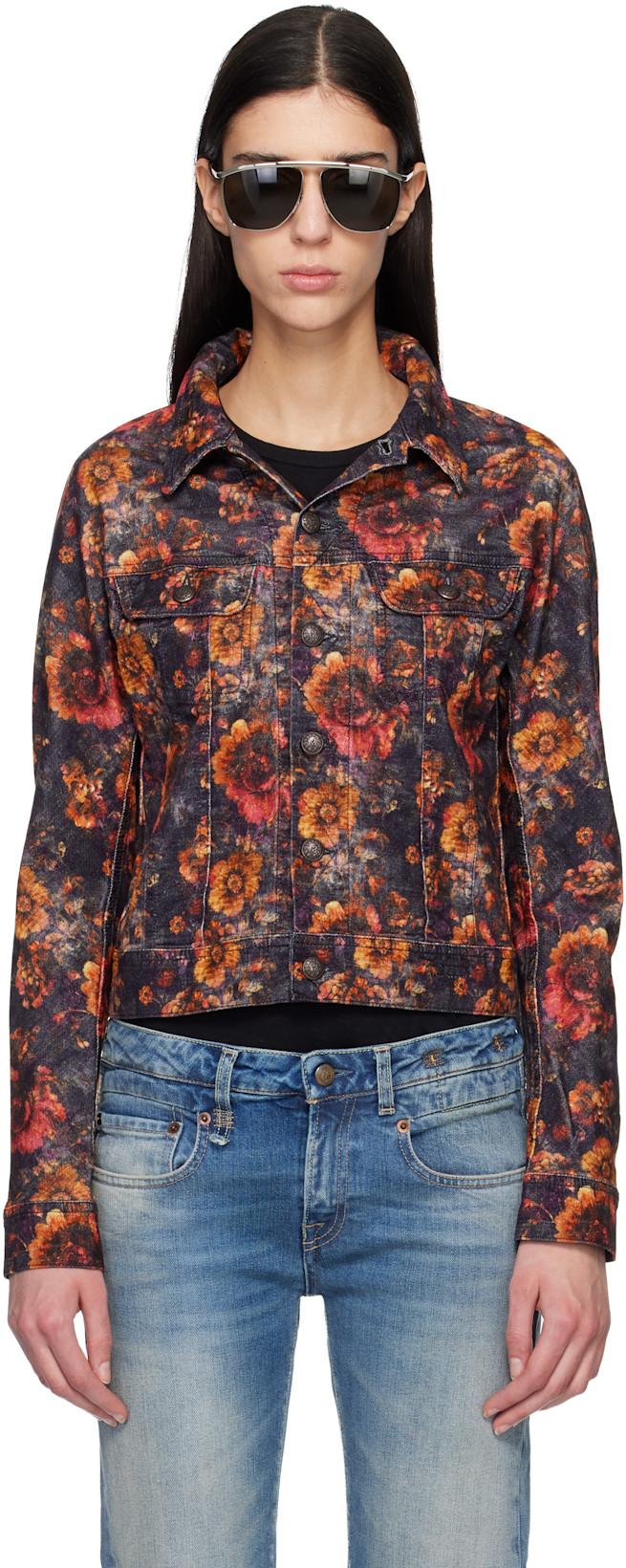 Navy & Orange Skinny Denim Trucker Jacket by R13