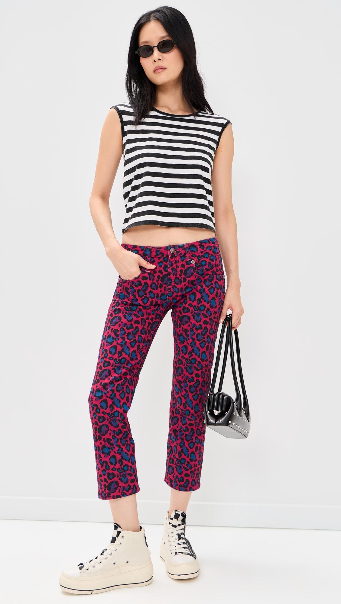 Pink Leopard Straight Jeans by R13
