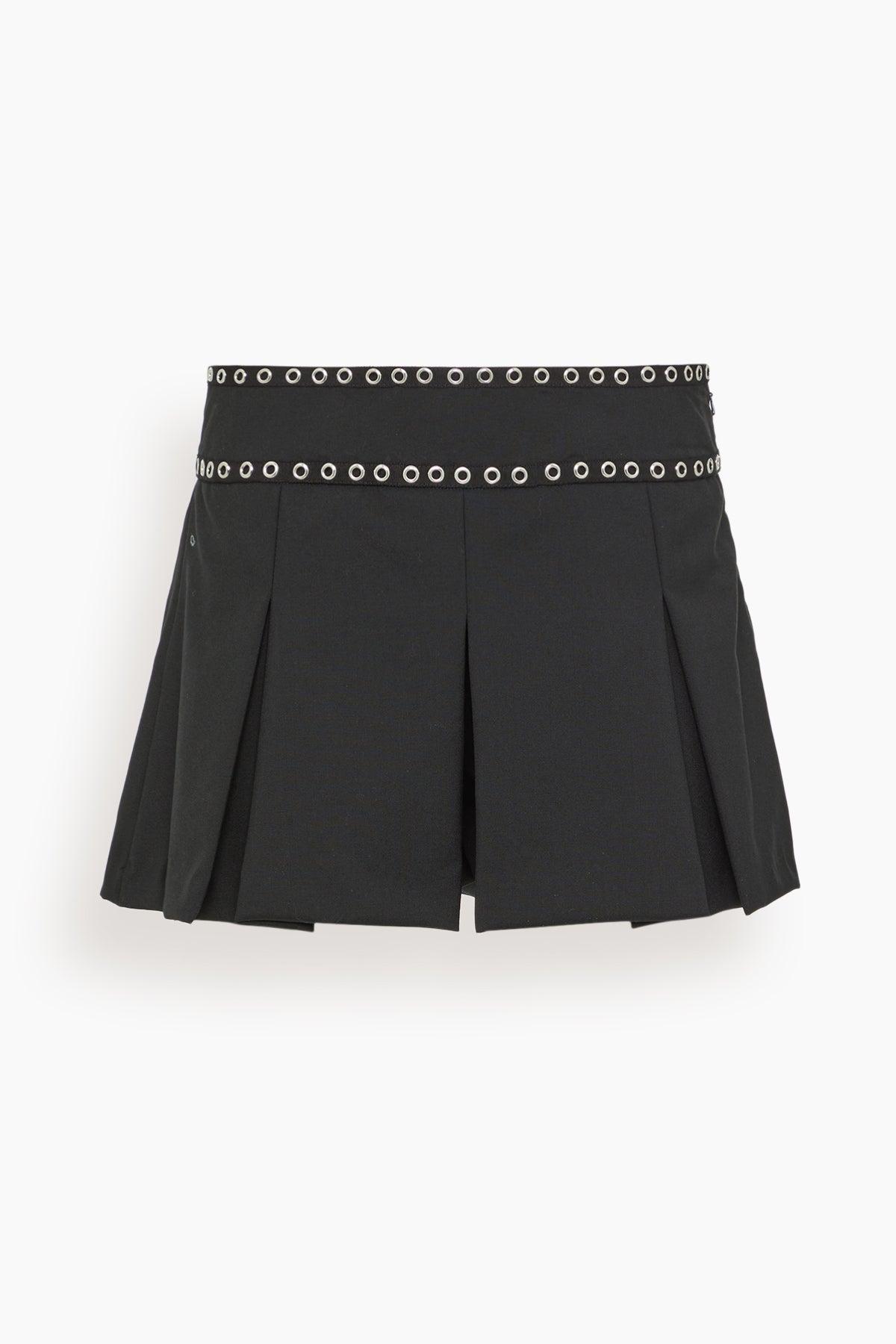 Pleated Mini Skort in Black by R13