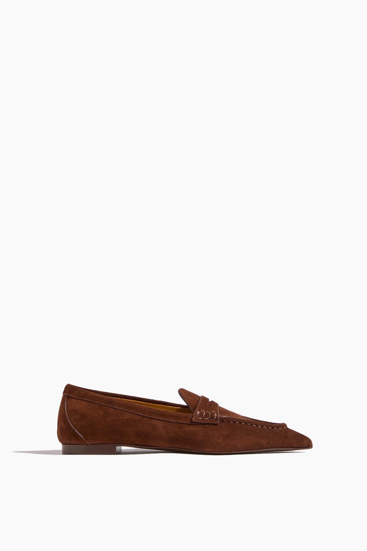 Pointed Toe Loafer in Brown Suede by R13