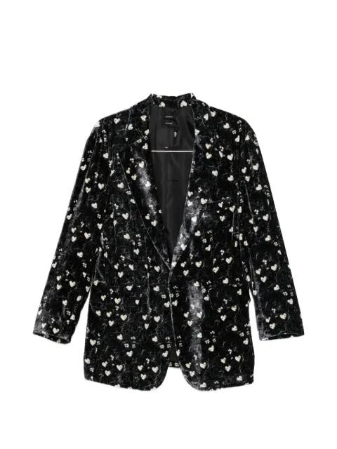 Ragged heart-print blazer by R13