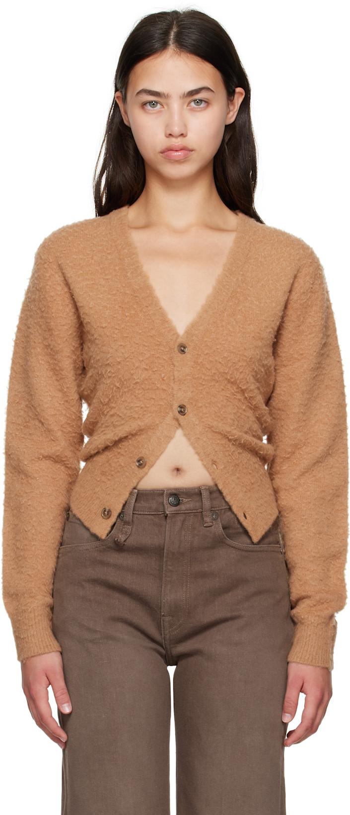 Tan Split Hem Cardigan by R13